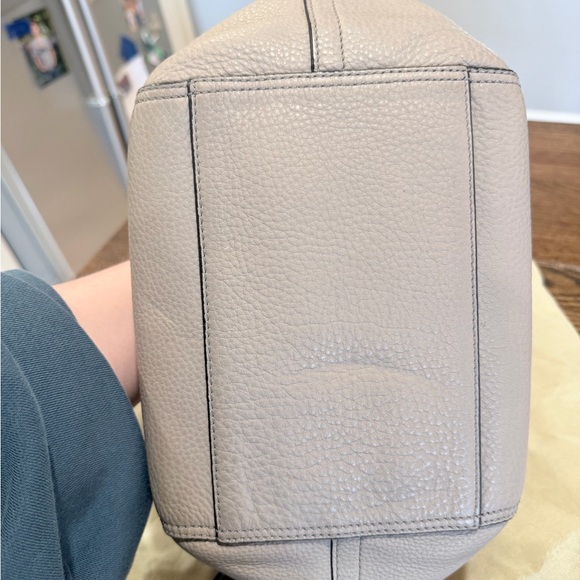 Tory Burch Pebbled Leather Half Moon Satchel, Taupe, Braided-Handle, Two-Way - Picture 4 of 7